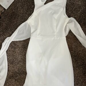 Lucy in the Sky White Asymmetrical Sheath Dress